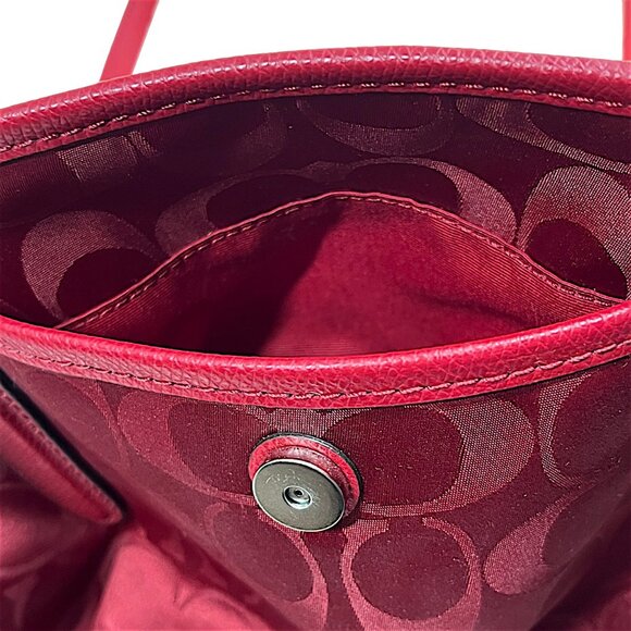 Coach Ward Steen With Leather Trim Monogram Purse Red Tag Tote Bag Pockets - Picture 12 of 16